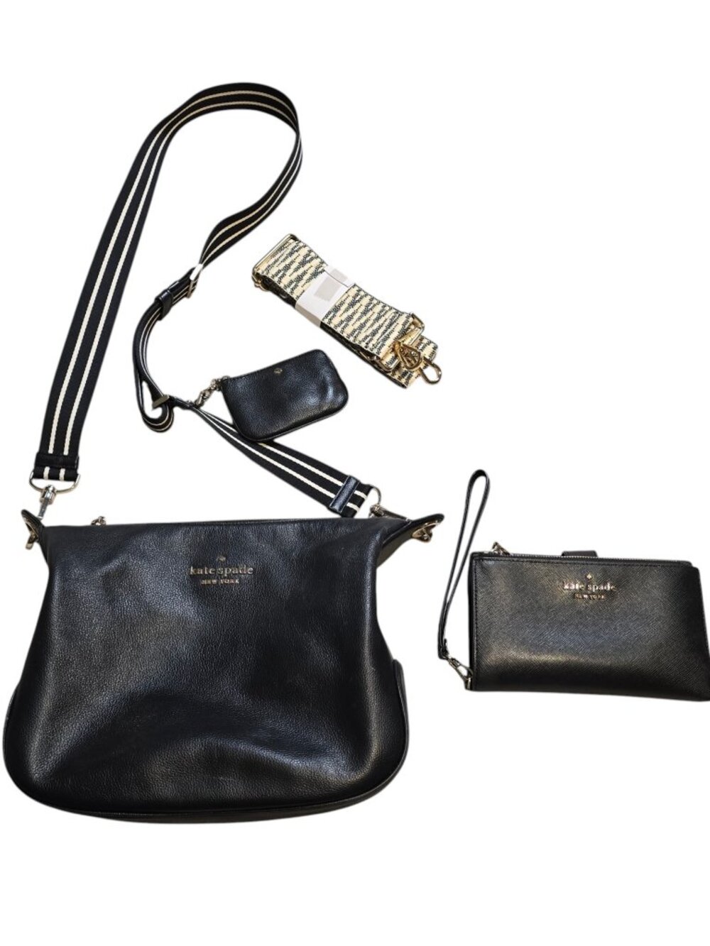 Kate Spade New York Rosie Black Pebbled Leather Crossbody Set